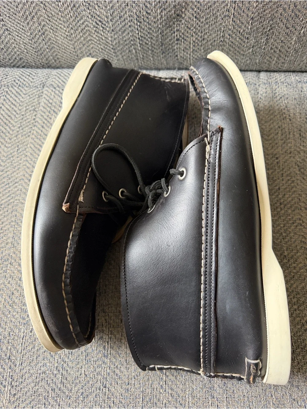 Quoddy Men’s Black Boat Moc Toe High Top Moccasin Shoes Size: 10